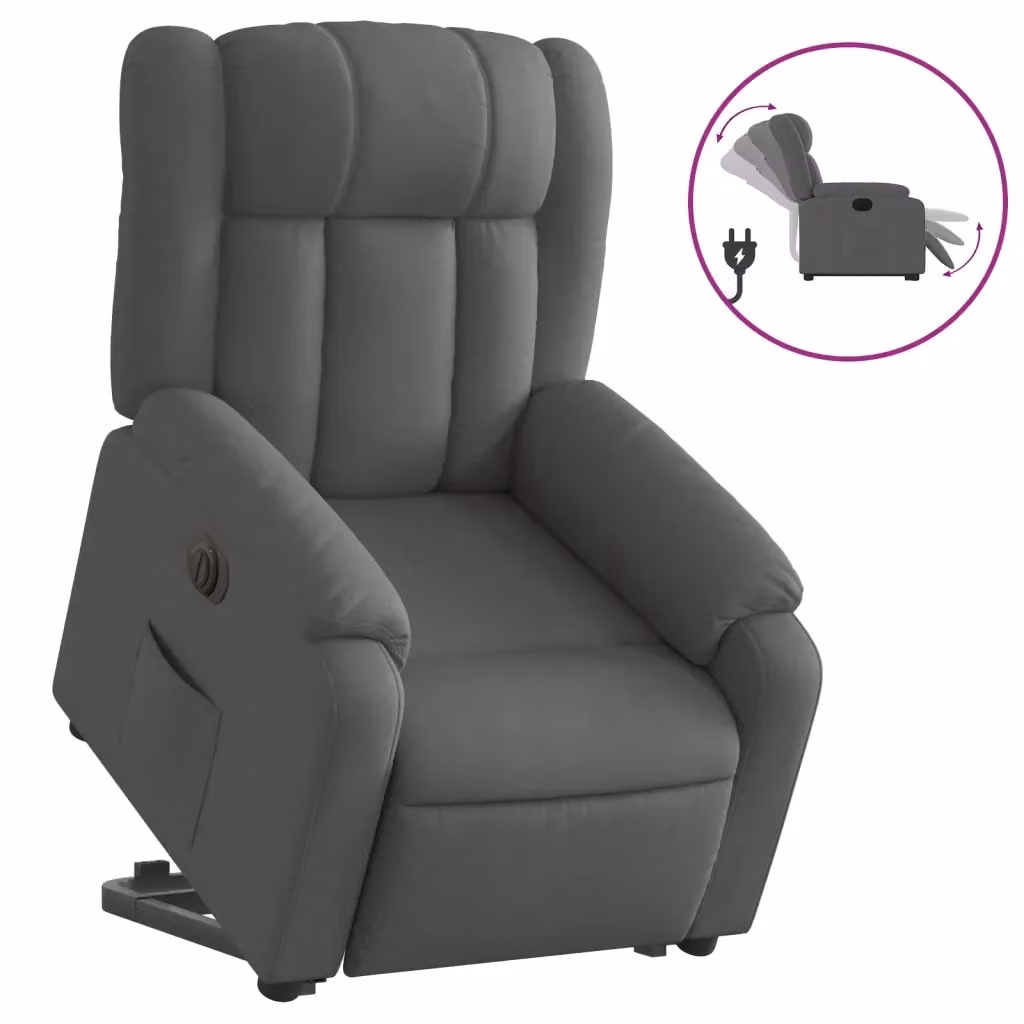 Poltrona Alzapersona Reclinabile Elettrica vidaXL Grigio con Braccioli per Senior – 2