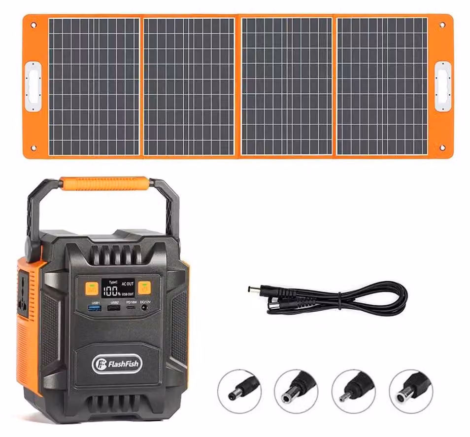 Kraftwerk, capacità di 172,8 Wh, diverse porte di uscita, centralina di alimentazione + pannello solare