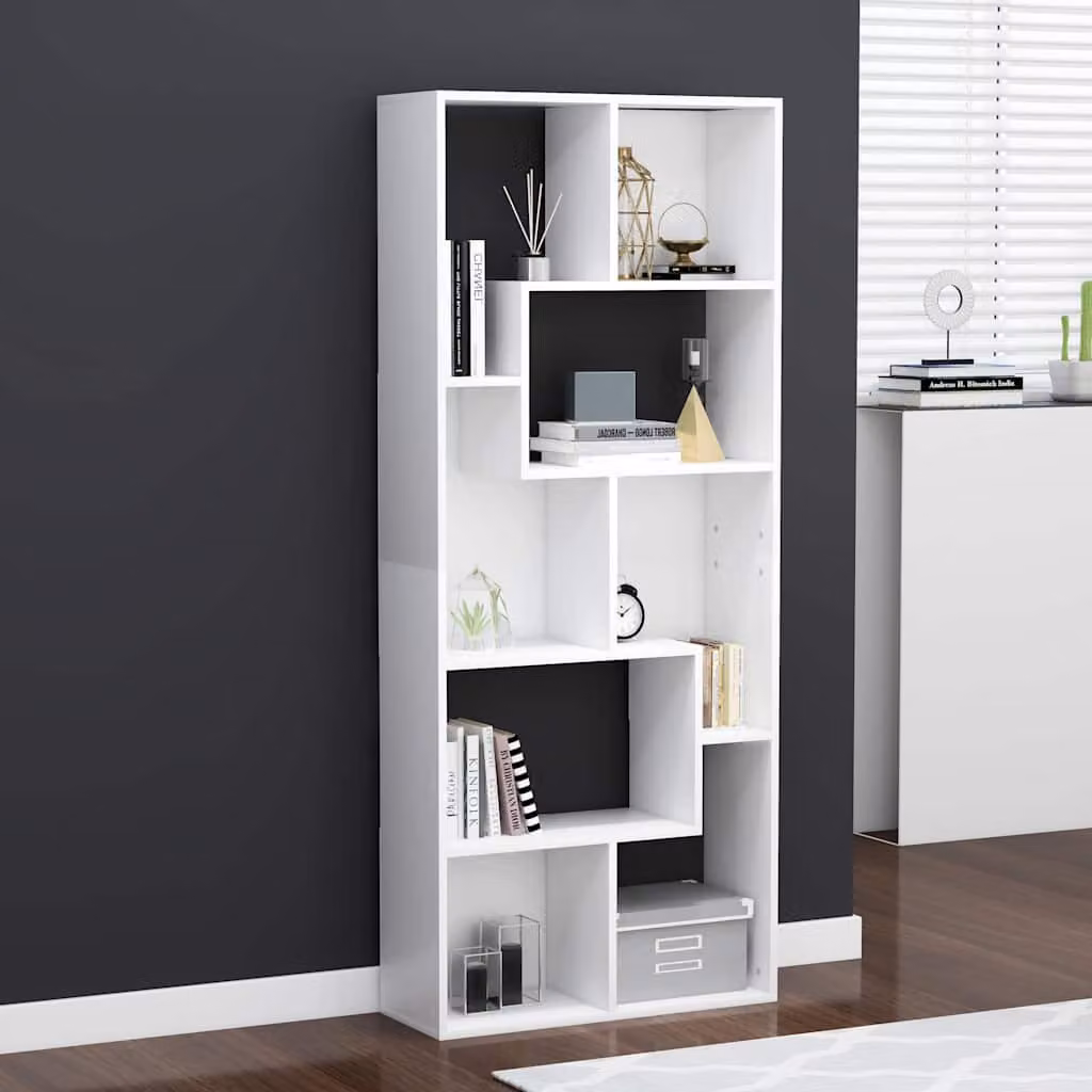 Libreria bianca vidaXL in legno e MDF con pannello posteriore L: 67 cm, P: 24 cm, H: 161 cm