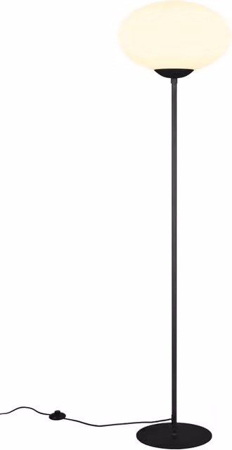 Piantana Trio Lighting in metallo e vetro nero con diffusore a sfera, Altezza: 150 cm