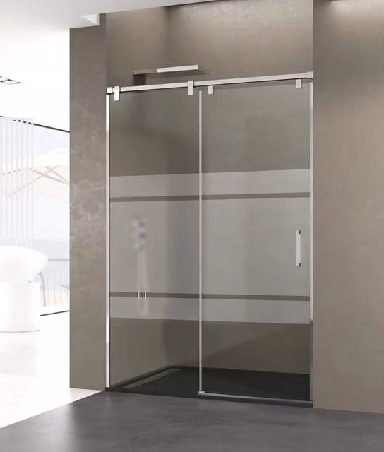 Box doccia rettangolare DUCHA FUTURA 1 con elemento fisso e scorrevole in acciaio inox lucido e vetro serigrafato Frost Plus L: 175 cm