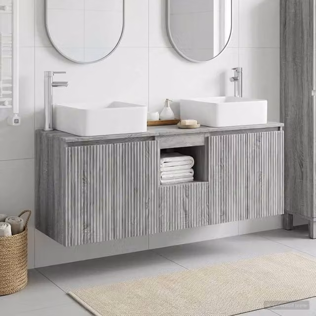 Set di Armadi da Bagno 3 pz Sonoma grigio 135 x 35 x 80 cm
