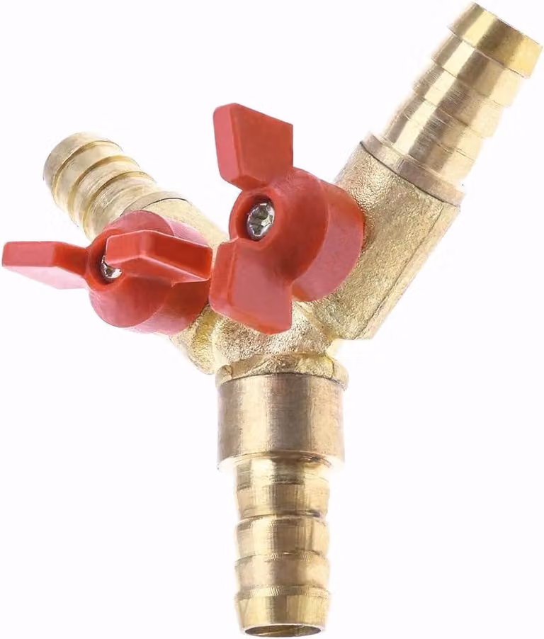 Divisore per tubo da giardino a 3 vie, con valvola a sfera in ottone, 8 mm, per collegamenti idraulici