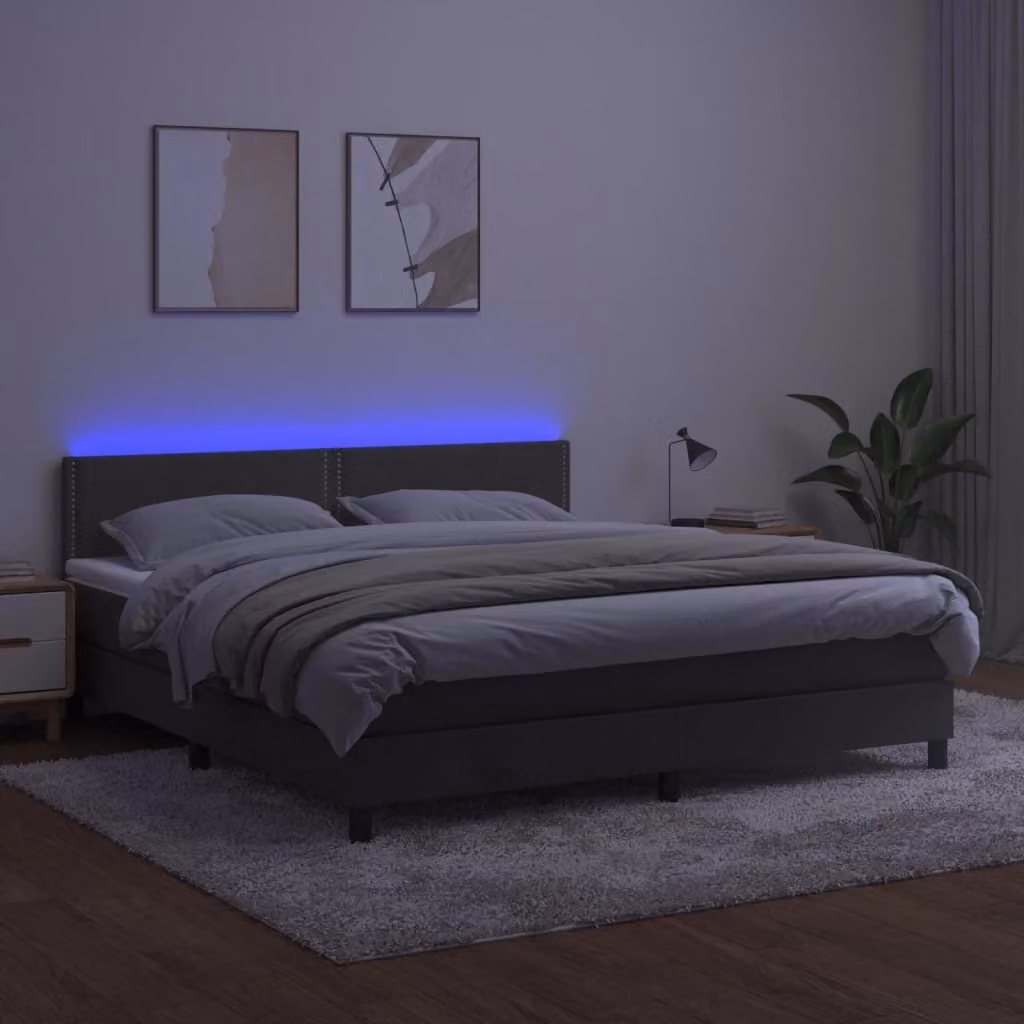 Maison Exclusive - Letto a Molle con Materasso e LED Grigio Scuro 160x200 cm