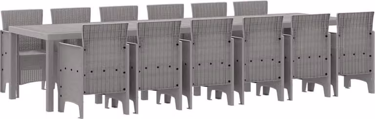 Set da Pranzo per Giardino 13 pcs Grigio chiaro Rattan Polt