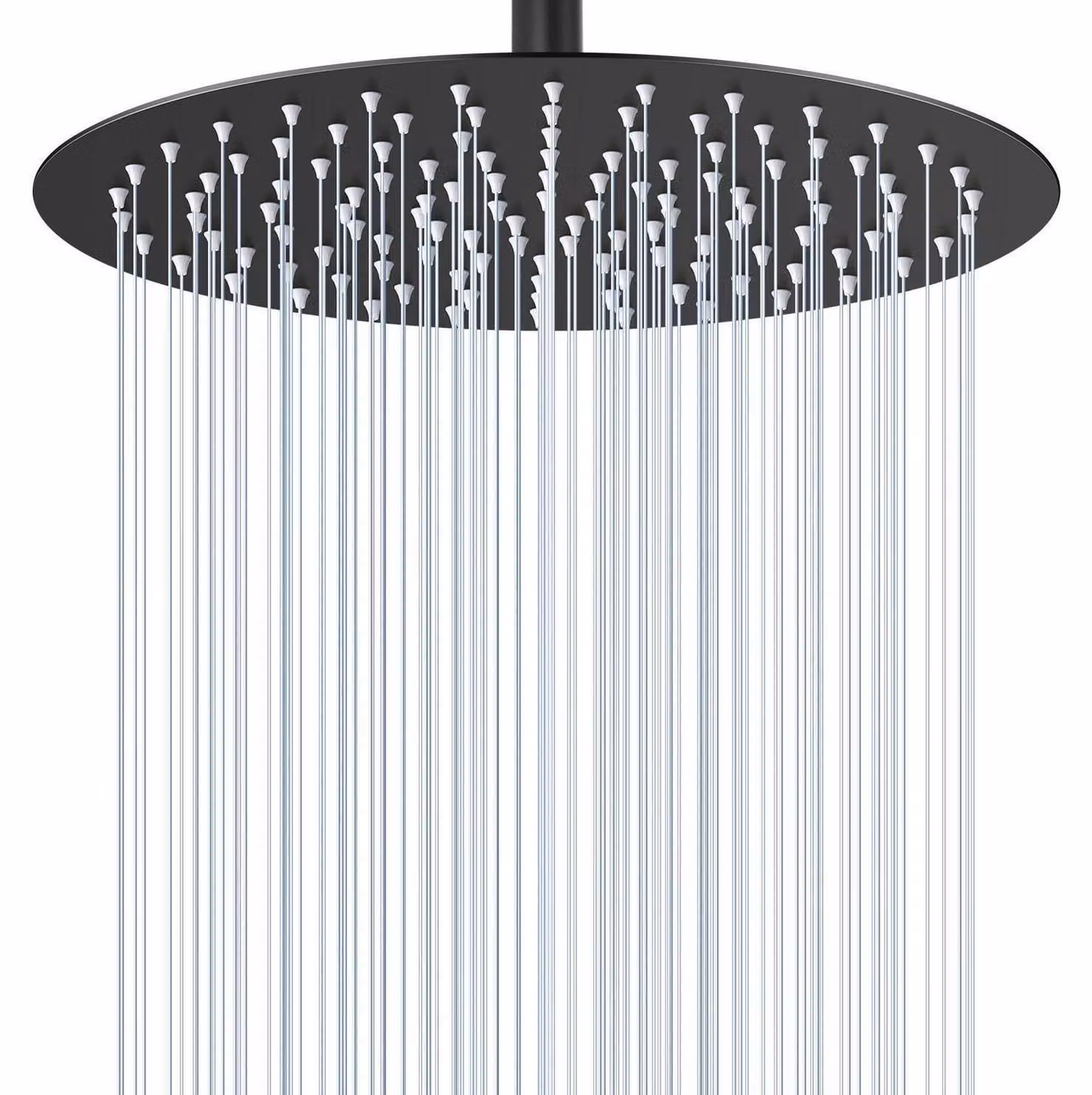 Doccia a pioggia, diametro 30 cm, rotonda, finitura nera opaca, acciaio inossidabile 304, a risparmio idrico, con 120 ugelli in silicone