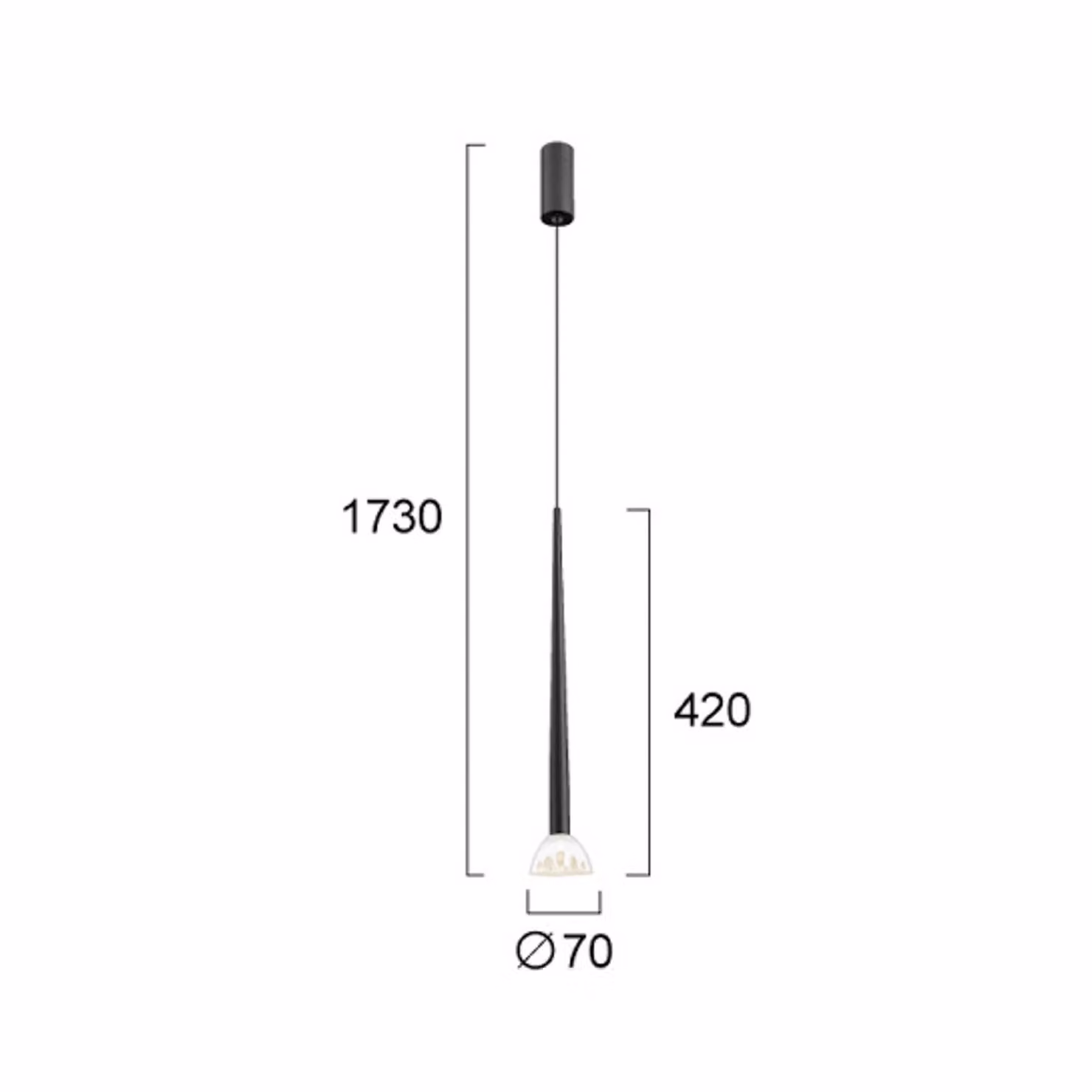 Viokef Lampada LED a sospensione Rina, nera/trasparente, Ø 7 cm, metallo/acrilico Rina, Nero, Soggiorno / Sala da pranzo, Metallo, Moderno