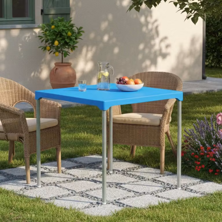 Brownstown - Tavolo da Esterno, 75x75x72h cm Azzurro, 4 Posti Italy