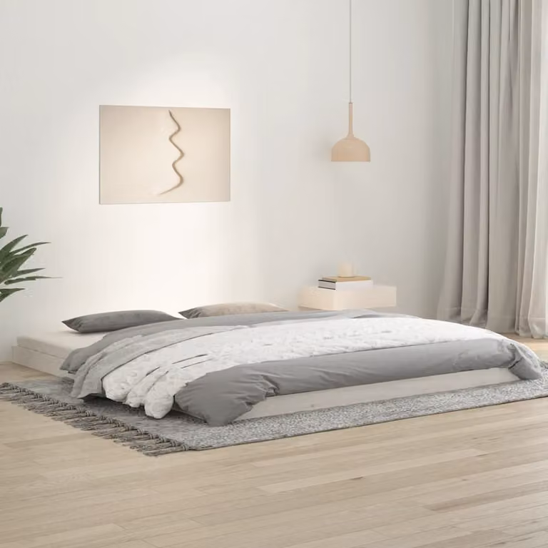 The Living Store Letto in legno massiccio bianco 180x200 cm pino