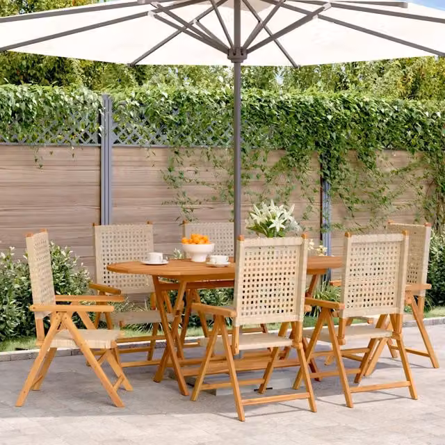 Sedie Reclinabili Pieghevoli 6pz Beige Polyrattan 3214527