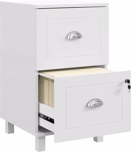 Cassettiera per ufficio XYLO con 2 cassetti e serratura, colore bianco opaco, L: 40 cm, P: 41,5 cm, H: 67,5 cm