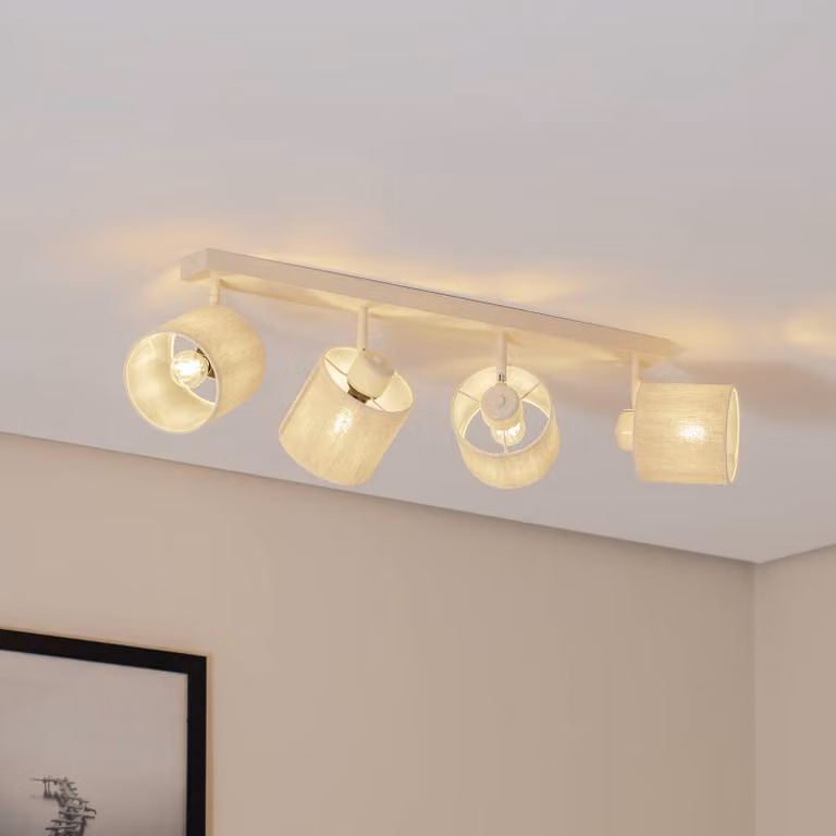 Plafoniera soffitto Suerte Argon, dimmerabile, Bianco / Opale, Soggiorno / Sala da pranzo, Tessuto / Stoffa / Seta, Plafoniera