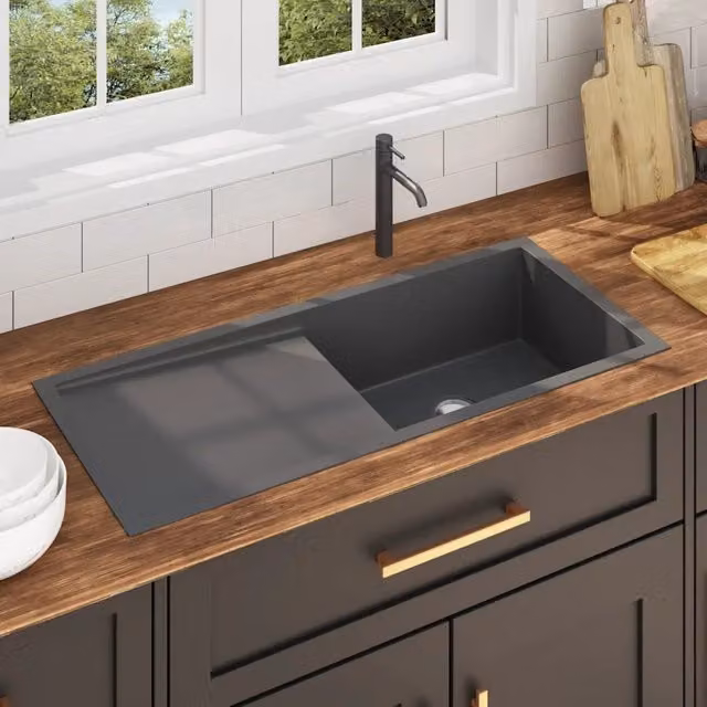 Lavello da cucina in acciaio inox nero vidaXL L/P/H: 100 x 42 x 44 cm – 1