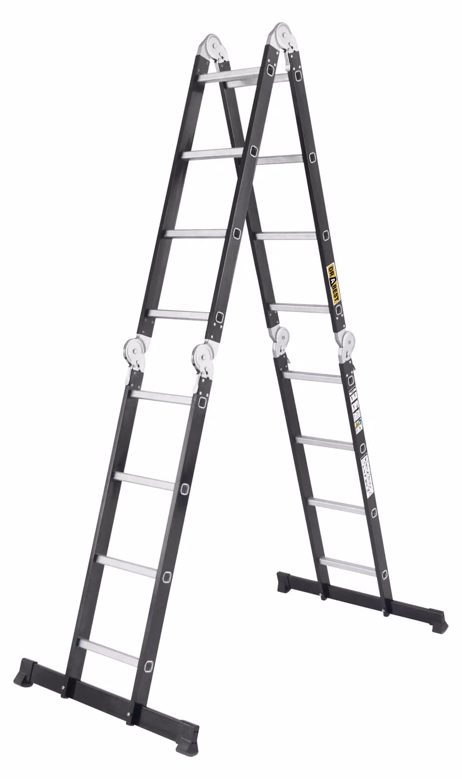 Drabest | Scala a pioli - 4 pioli - Portata massima: 125 kg - Altezza di lavoro: 534 cm - Pieghevole