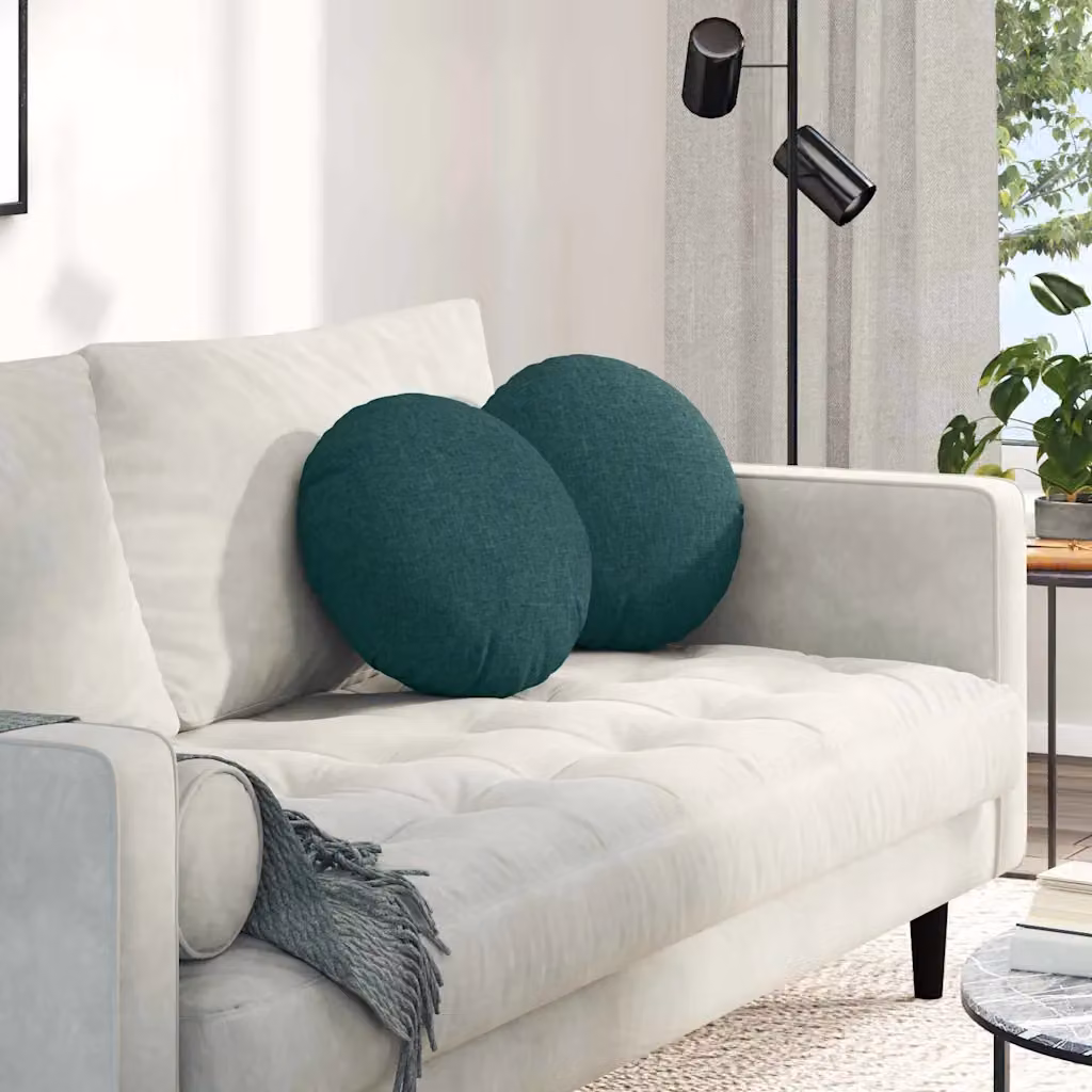 Set di 2 cuscini per seduta rotondi vidaXL in tessuto verde, lavabili in lavatrice, Ø 40 x 13 cm