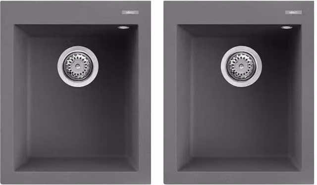 Lavello Elleci Incasso 2 vasche 41 x 50 Quadra 200 Keratek Plus Grigio Dark Grey LKQ20099