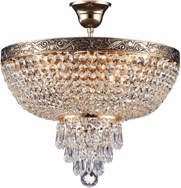 Lampadario Royal Classic GIORDANOSHOP in metallo e cristallo color oro antico – 1