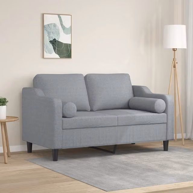 Divano a 2 Posti con Cuscini-Sofa 2 Posti con Cuscini Grigio Chiaro 120 cm in Tessuto 718638
