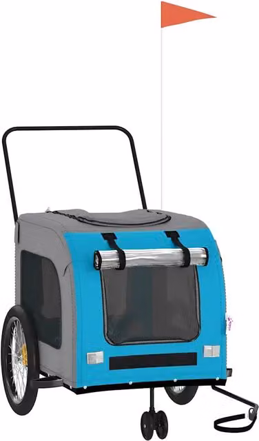 Rimorchio da Bici per Animali Blu e Grigio Oxford e Ferro CFW5422267
