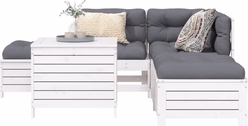 Maison Exclusive - Set Divani da Giardino 6 pz Bianco in Legno Massello di Pino