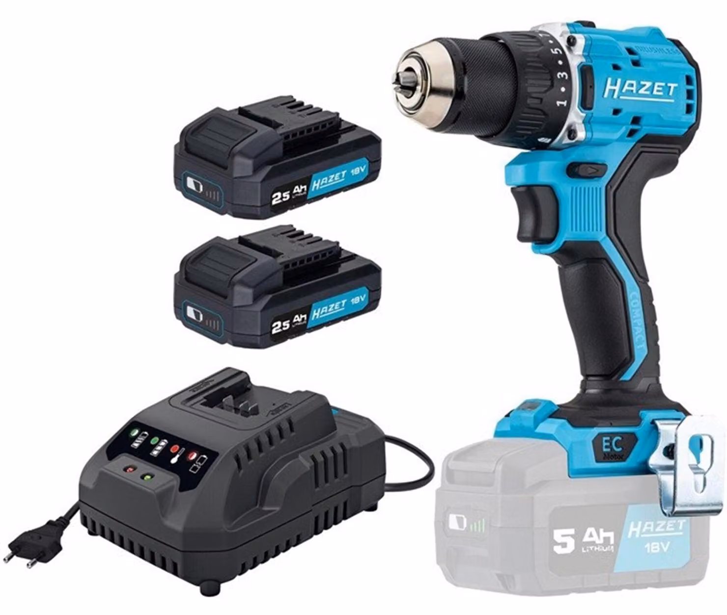 Trapano avvitatore a batteria 9530-1/4 18V 2,5Ah 1,5-13mm HAZET