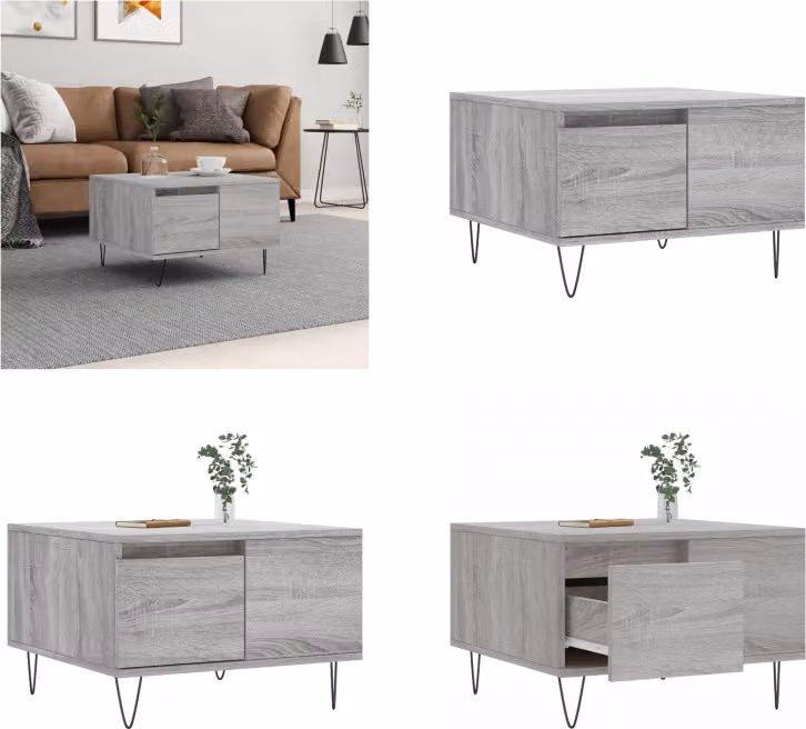 vidaXL Tavolino Grigio Sonoma 55x55x36,5 cm Materiale a base di legno - Tavolino - Tavoli da caffè - Tavolino - Tavolo da divano