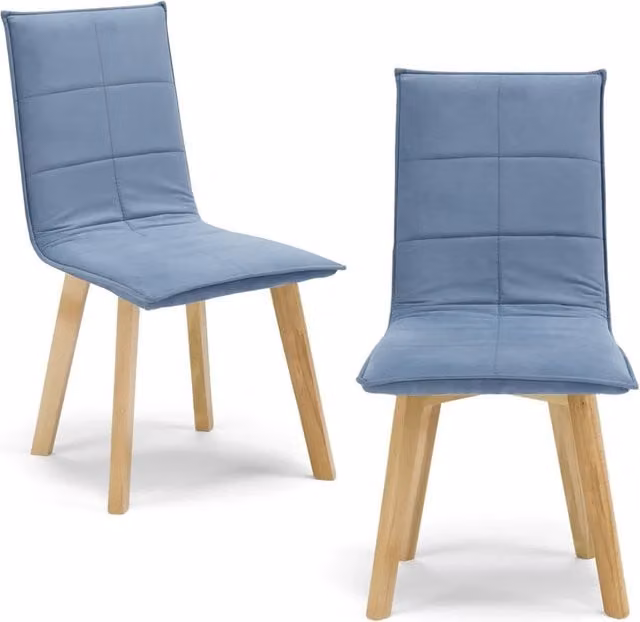 Set 2 sedie Imbottite MARILU', struttura robusta in legno, ideale per sala da pranzo, soggiorno, ufficio, sale d'attesa, tessuto trapuntato a rettangoli colore Carta da Zucchero, Design moderno