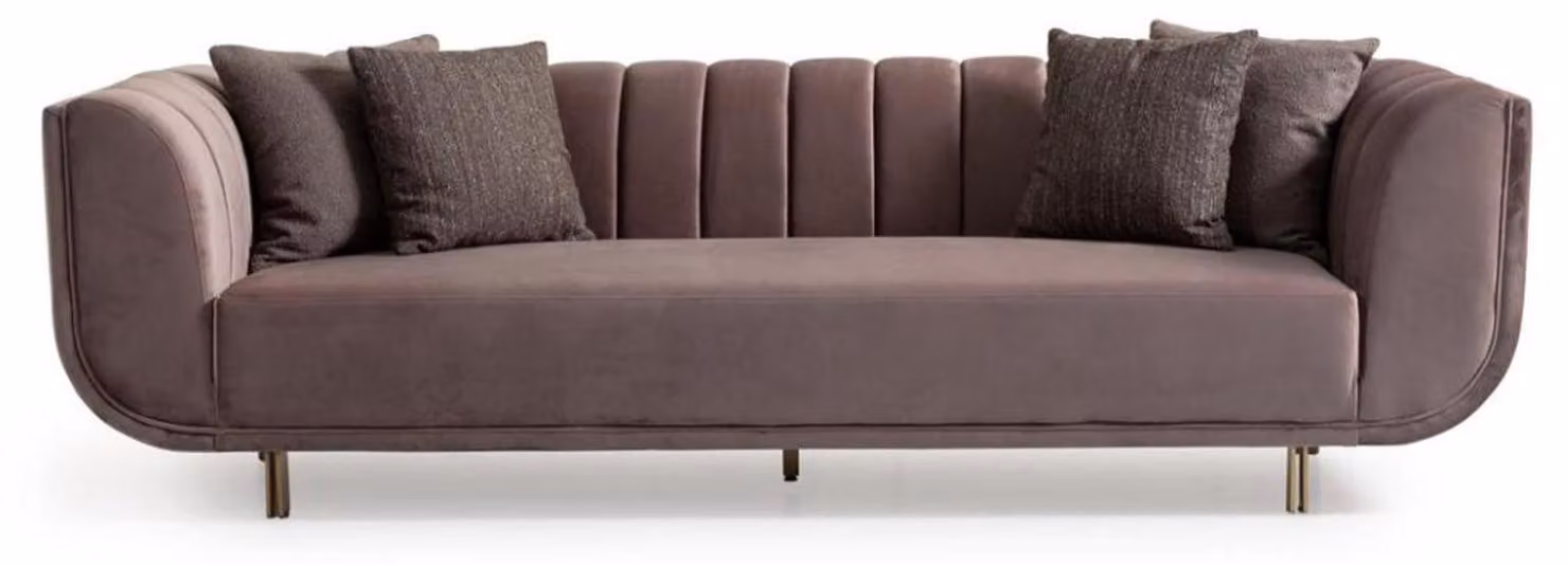 Moderne Couch Dreisitzer Sofa Polstersofa Stoffsofa Lila 3 Sitzer