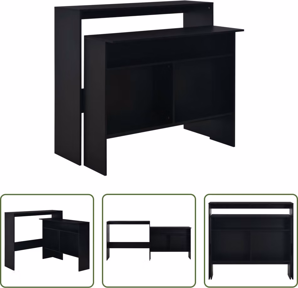 The Living Store Tavolo bar con 2 piani nero 130x40x120 cm
