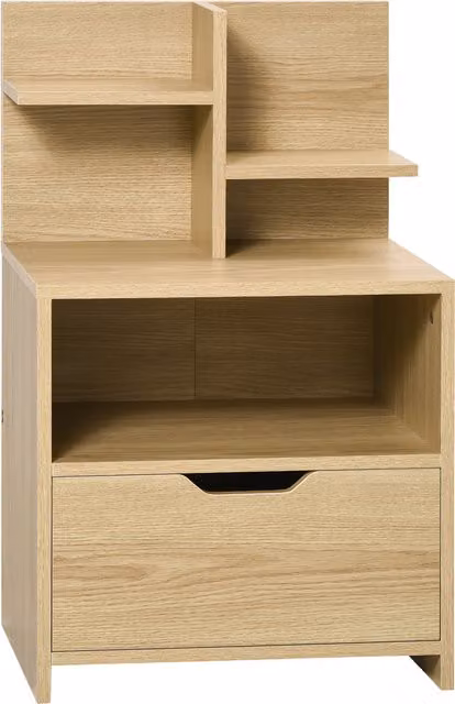 Comodino moderno HOMCOM con 2 ripiani aperti e cassetto in truciolato per camera da letto e salotto, L 45 cm x P 35 cm x H 73 cm
