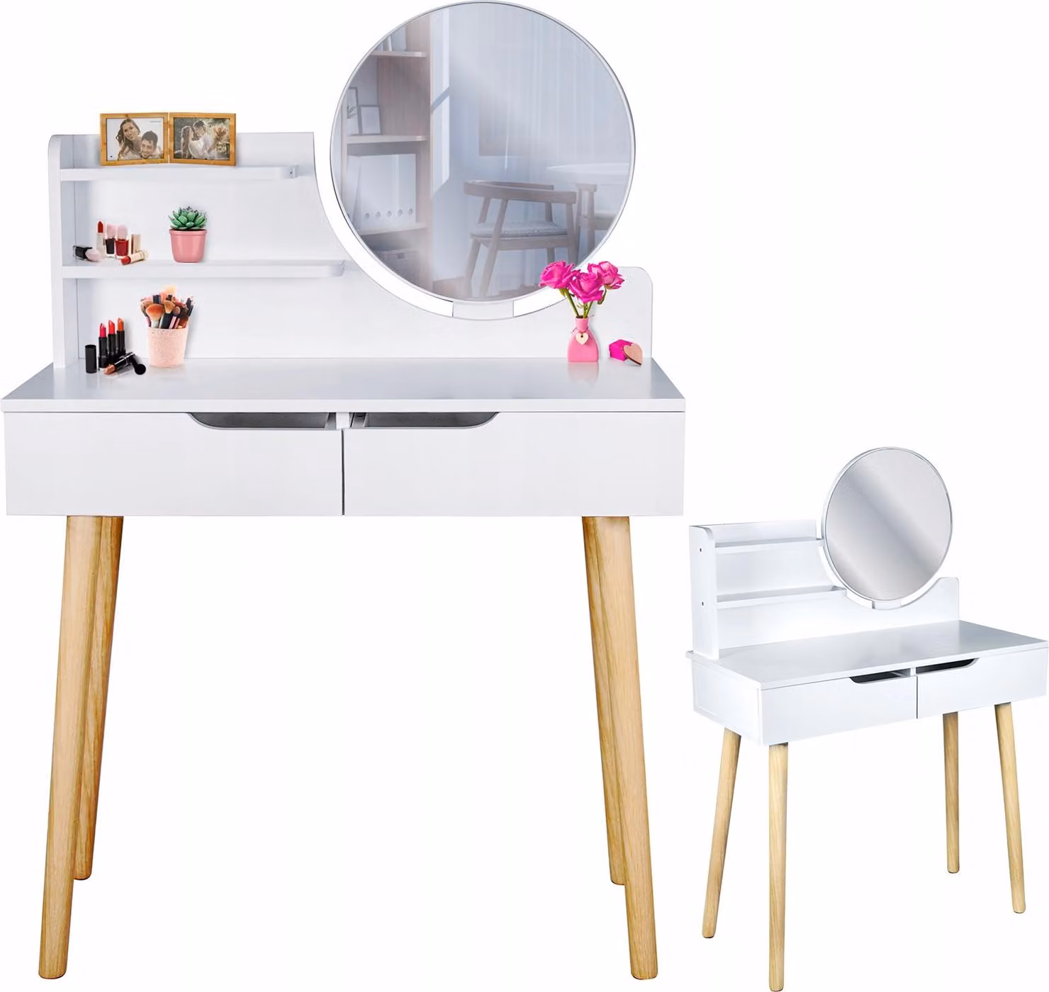 JUMI Toilette con specchio SCANDI cosmetico bianco per il trucco Cassettiera scandinava