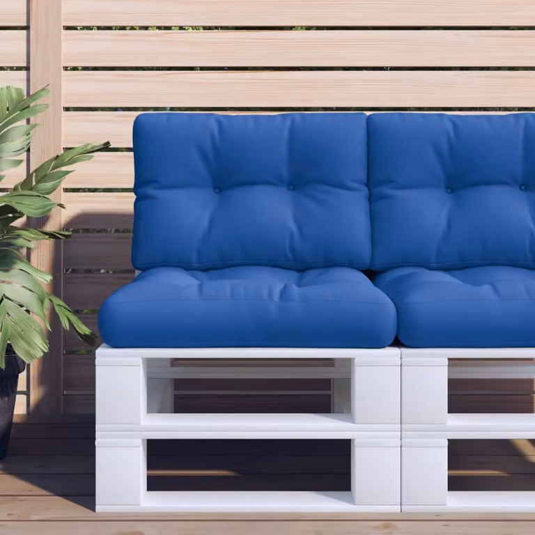 Set di 2 cuscini per pallet vidaXL in poliestere blu, resistenti all'acqua e ai raggi UV, L/P/H: 60 x 60 x 12 cm