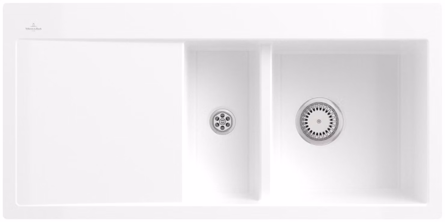 Lavello da incasso V&B Subway 60 Flat re, con scarico, funzionamento manuale, bianco