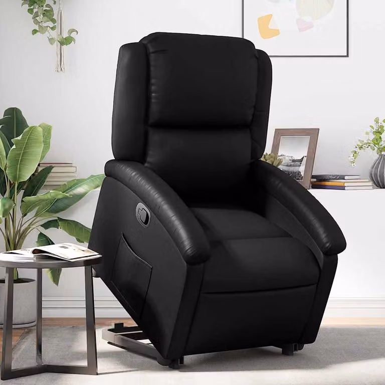 vidaXL Poltrona Alzapersona Reclinabile Nera in Similpelle con Assistenza Elettrica