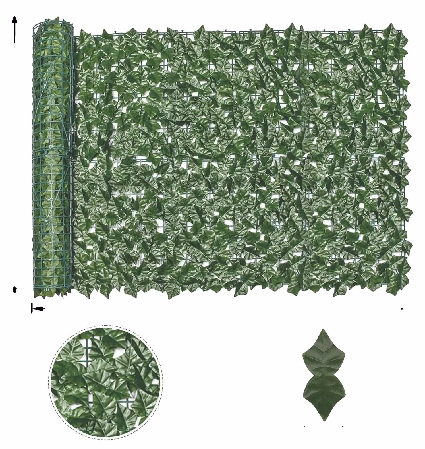 Pannello divisorio in foglia di edera artificiale, resistente ai raggi UV, facile da installare, colore verde scuro, dimensioni 100x300 cm