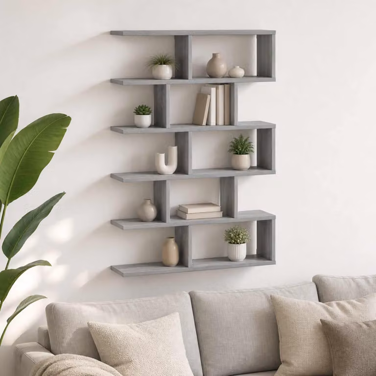 Scaffale da parete moderno vidaXL in legno e MDF grigio L: 70 cm, P: 17 cm, H: 101 cm