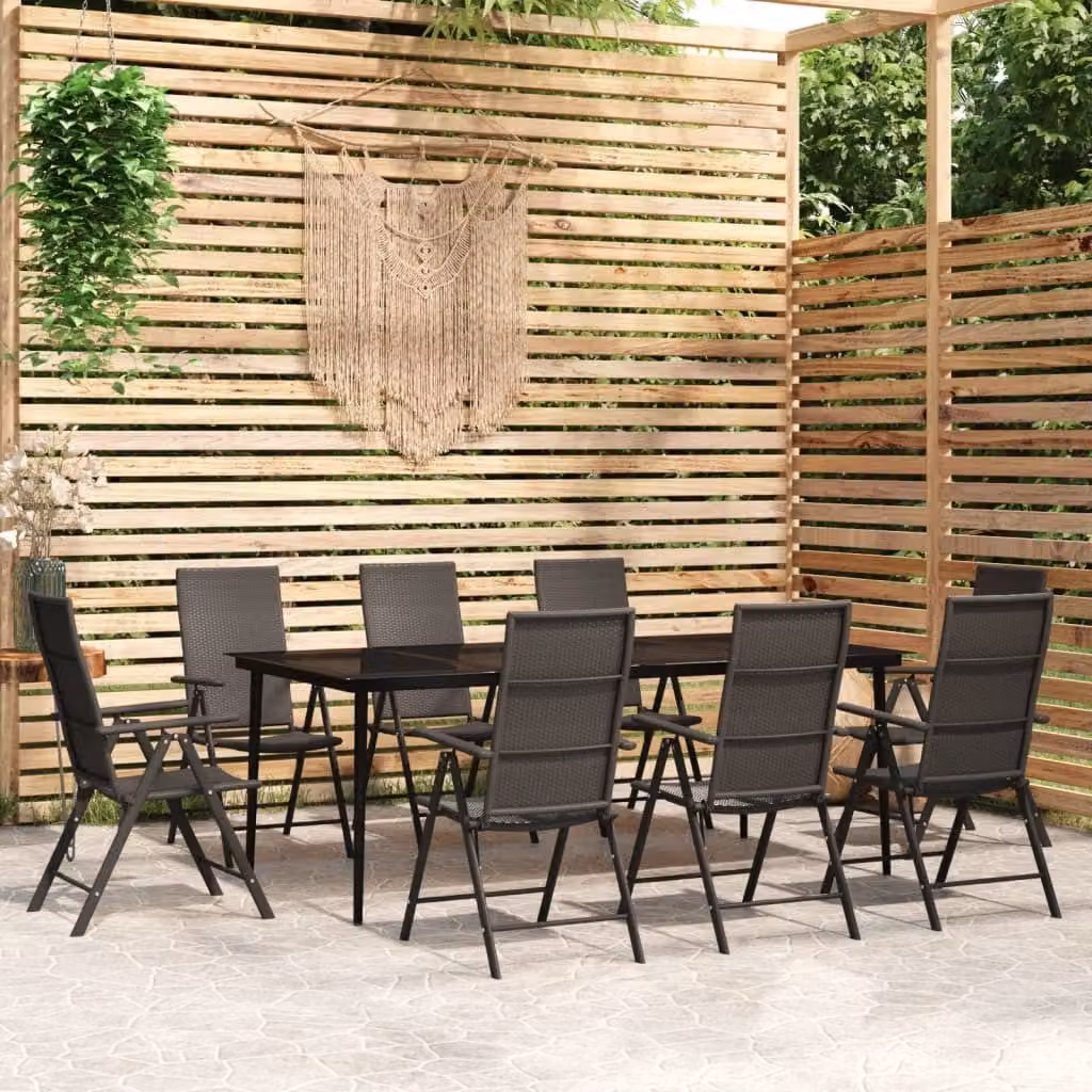 Maison Exclusive - Set da pranzo da giardino 9 pezzi nero