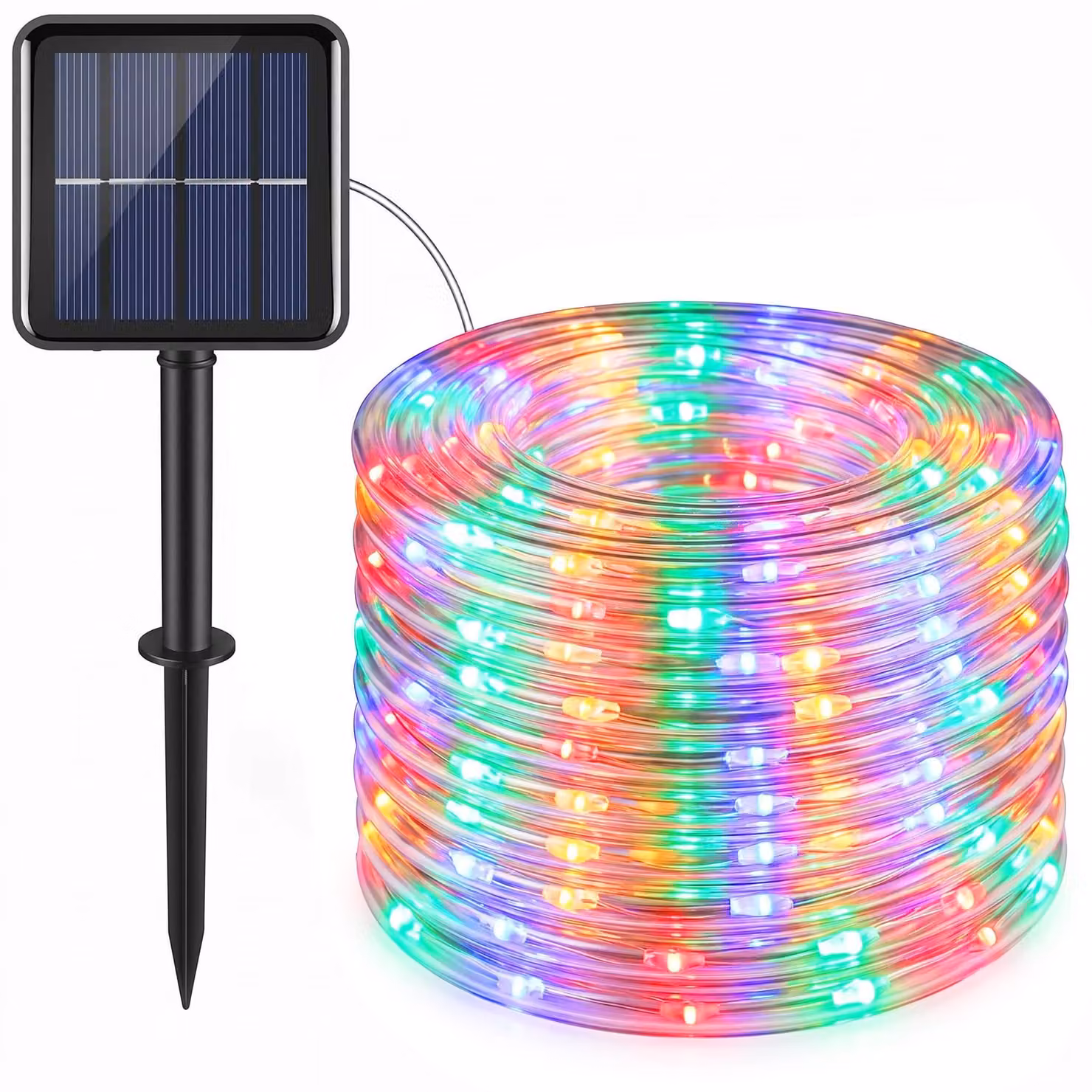 Luci a corda solari, 12 metri, 1000 LED colorati, 8 modalità, impermeabili