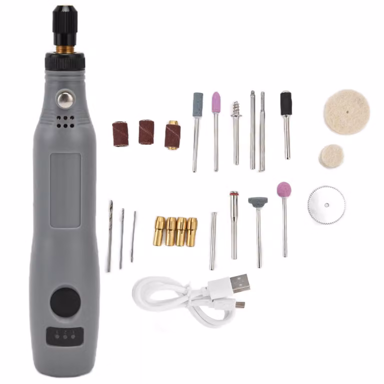 Mini trapano DC5V 3 velocità regolabile mini smerigliatrice elettrica set lucidatura foratura taglio incisione strumento grigio