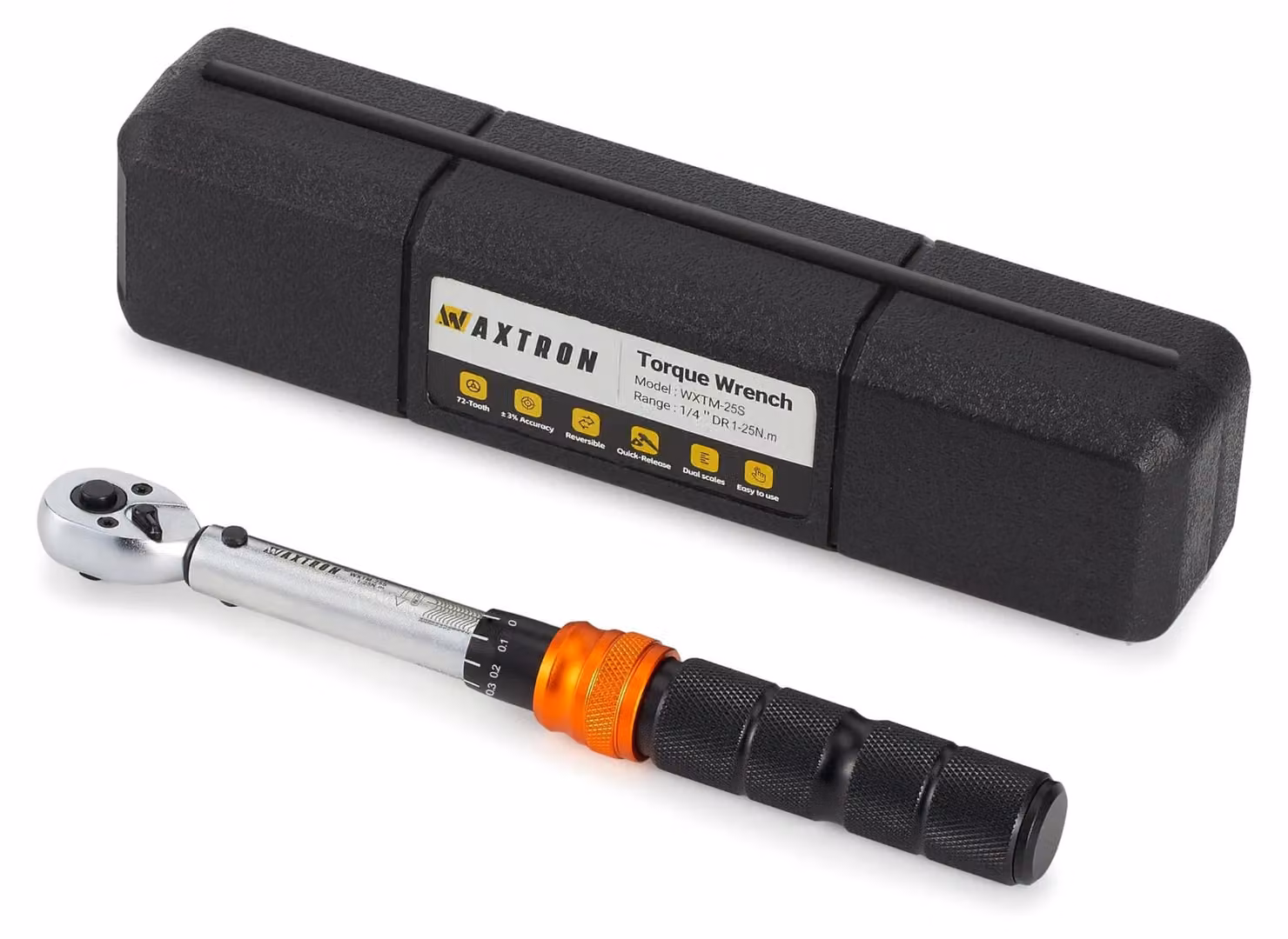 Chiave dinamometrica, da 20 a 220 Nm, con attacchi da 3/8" e 1/2", e da 1 a 25 Nm