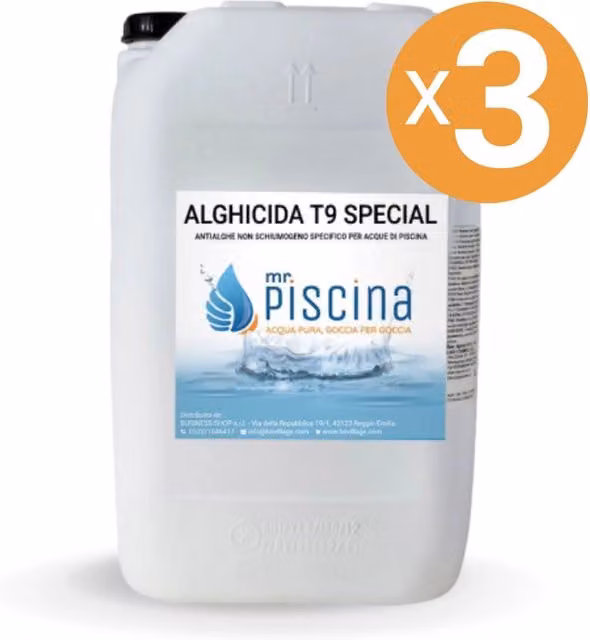 Alghicida per piscina Mrpiscina T9 Special non schiumogeno, confezione da 3 unità