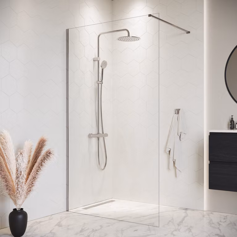 Badplaats Parete Doccia Florida 120 x 200 cm - Cromo - Doccia Walk-In Vetro di Sicurezza 8 mm