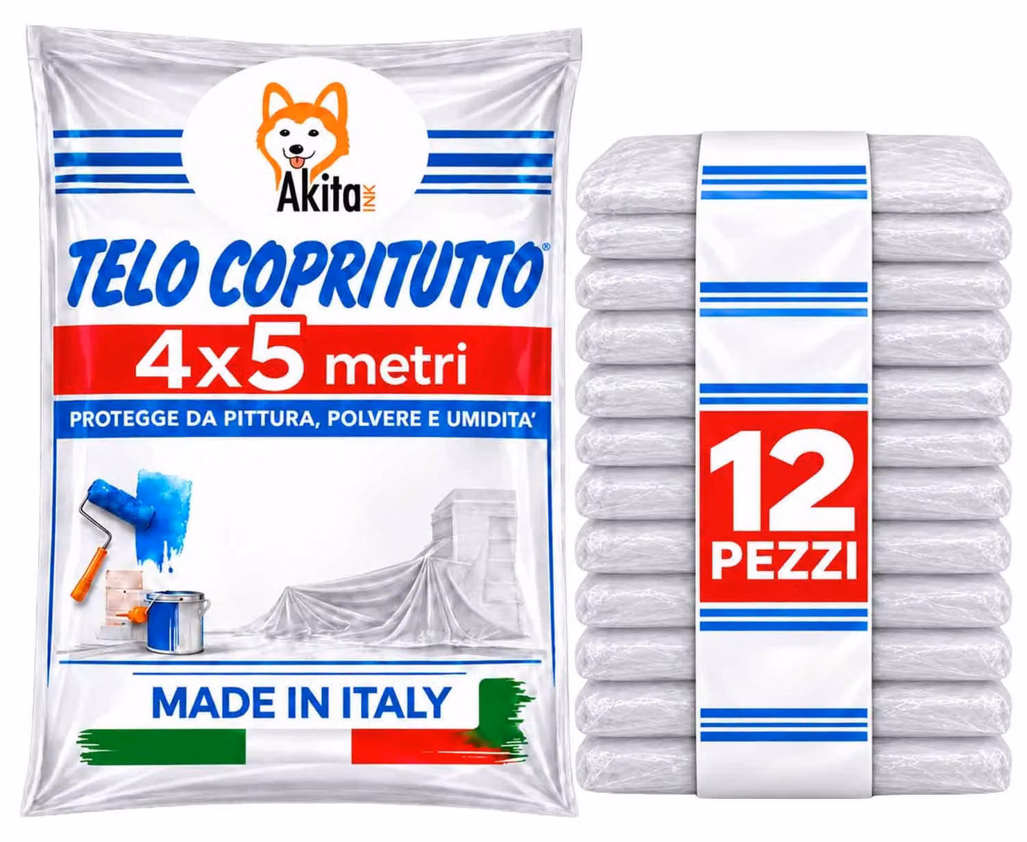 Telo Copritutto 12 PZ 4x5m AkitaInk Protettivo Multiuso