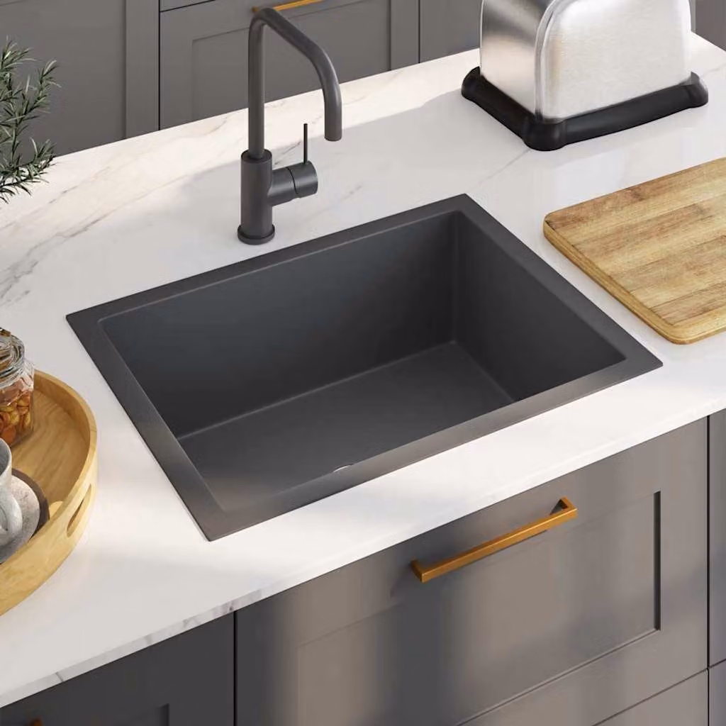 Lavello da cucina lavorato a mano vidaXL in acciaio inox nero L/P/H: 59 x 44 x 20 cm