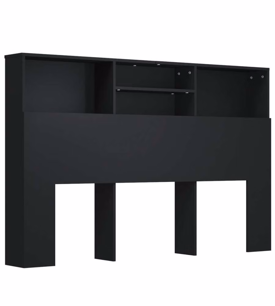Testiera con contenitore e ripiano integrato vidaXL, colore nero, L 160 cm x P 19 cm x H 103,5 cm – 2