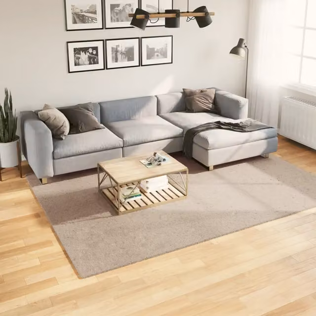 Tappeto Moderno vidaXL in Poliestere Lavabile e Antiscivolo, Colore Sabbia/Beige, L: 280 cm, P: 200 cm