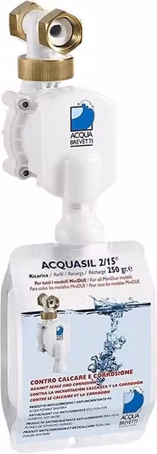 Pompa dosatrice volumetrica meccanica compatta Idrobric Serie Minidue con attacco a dime 1/2" F, colore bianco