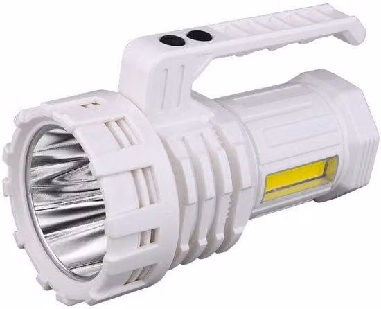 Torcia LED a lunga portata, potente lampada da esterno con batteria a lunga durata, torcia ricaricabile di colore bianco