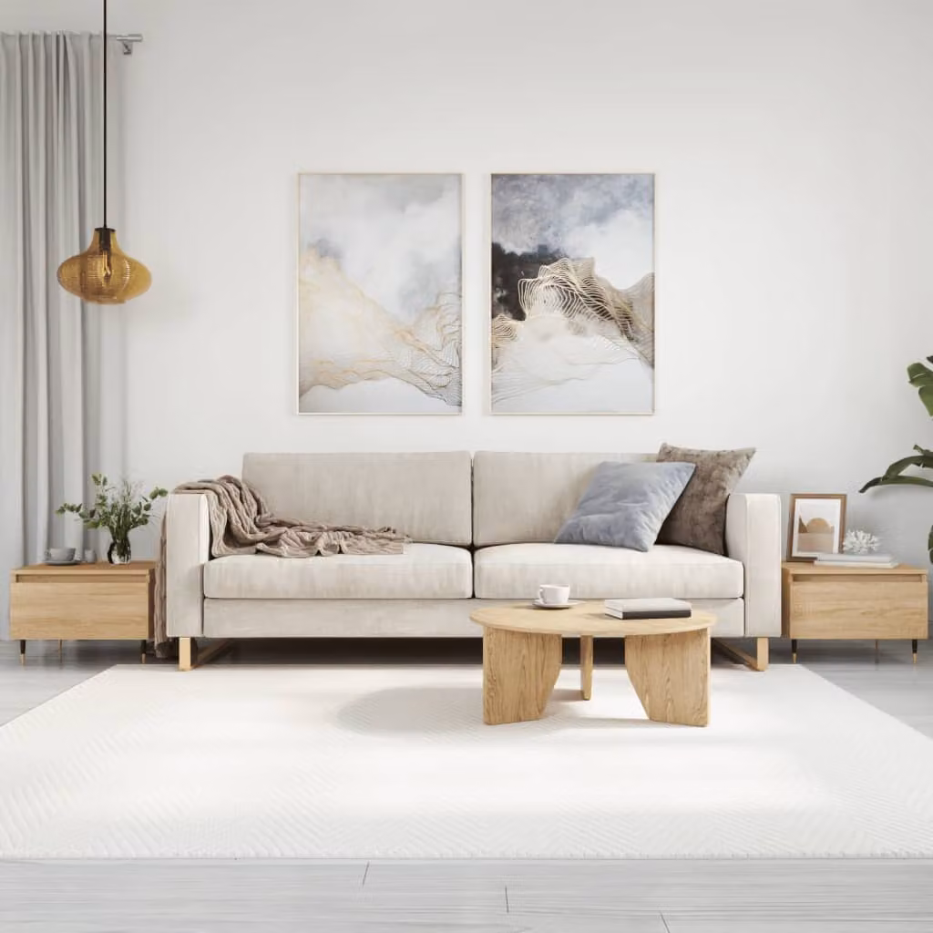 Set di 2 tavolini da salotto moderni vidaXL in legno e metallo, colore rovere, L/P/H: 50 x 46 x 35 cm