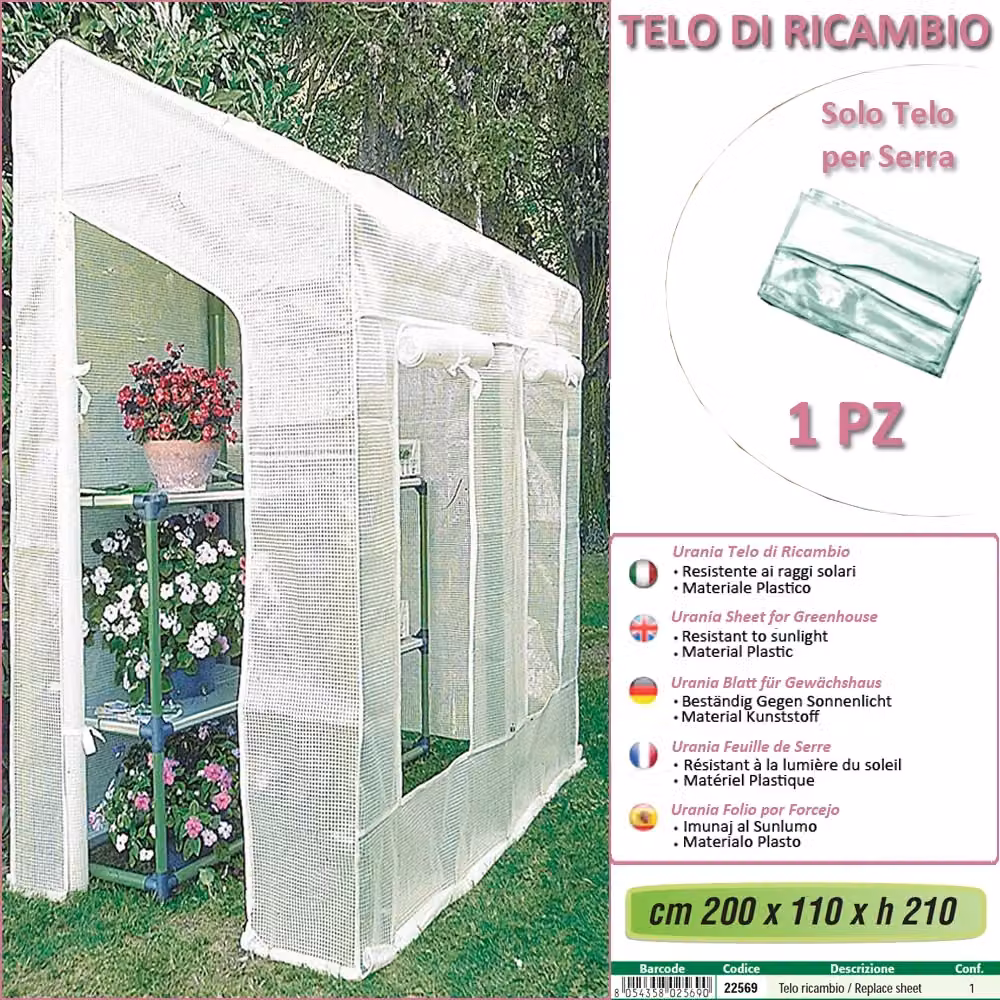 Telo di ricambio trasparente in plastica per serra Verdemax L/P/H: 200 x 110 x 210 cm – 2